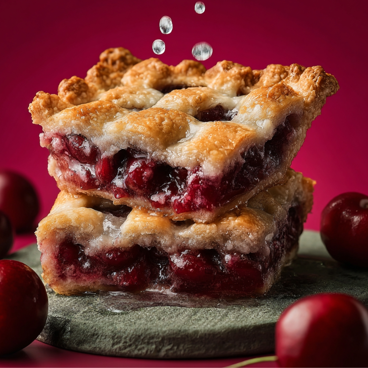 Classic cherry pie with golden flaky crust"