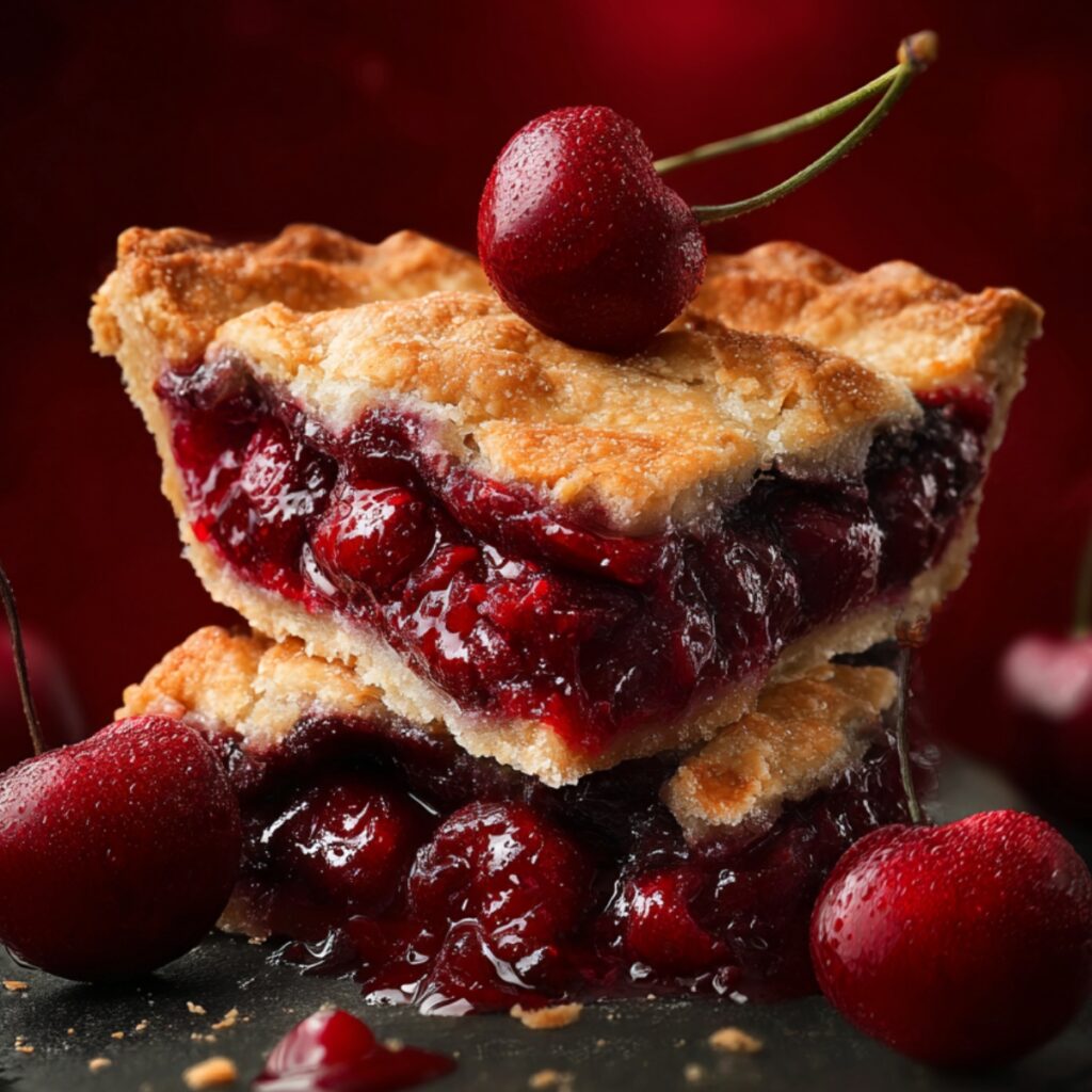 Delicious homemade cherry pie with lattice crust