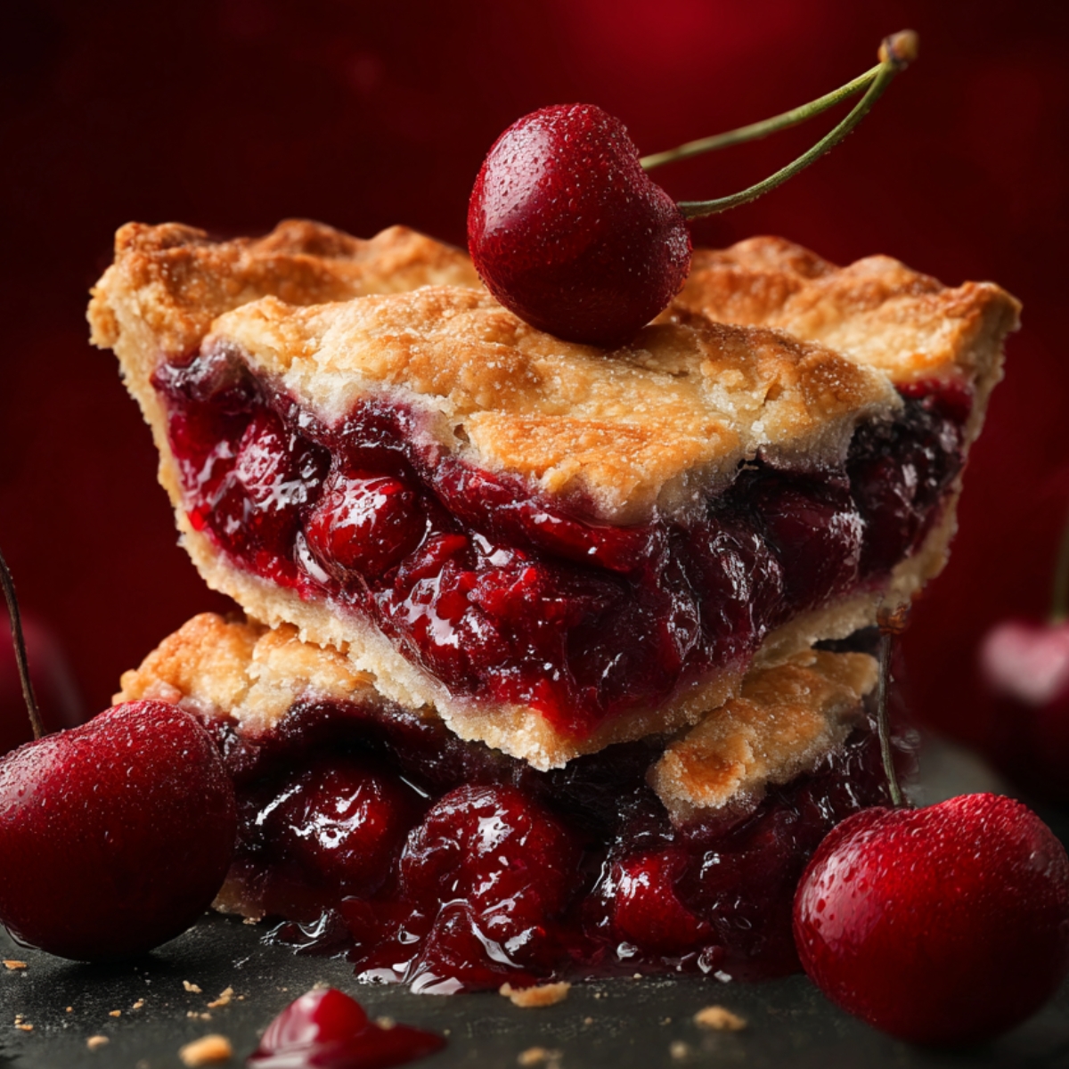 Delicious homemade cherry pie with lattice crust