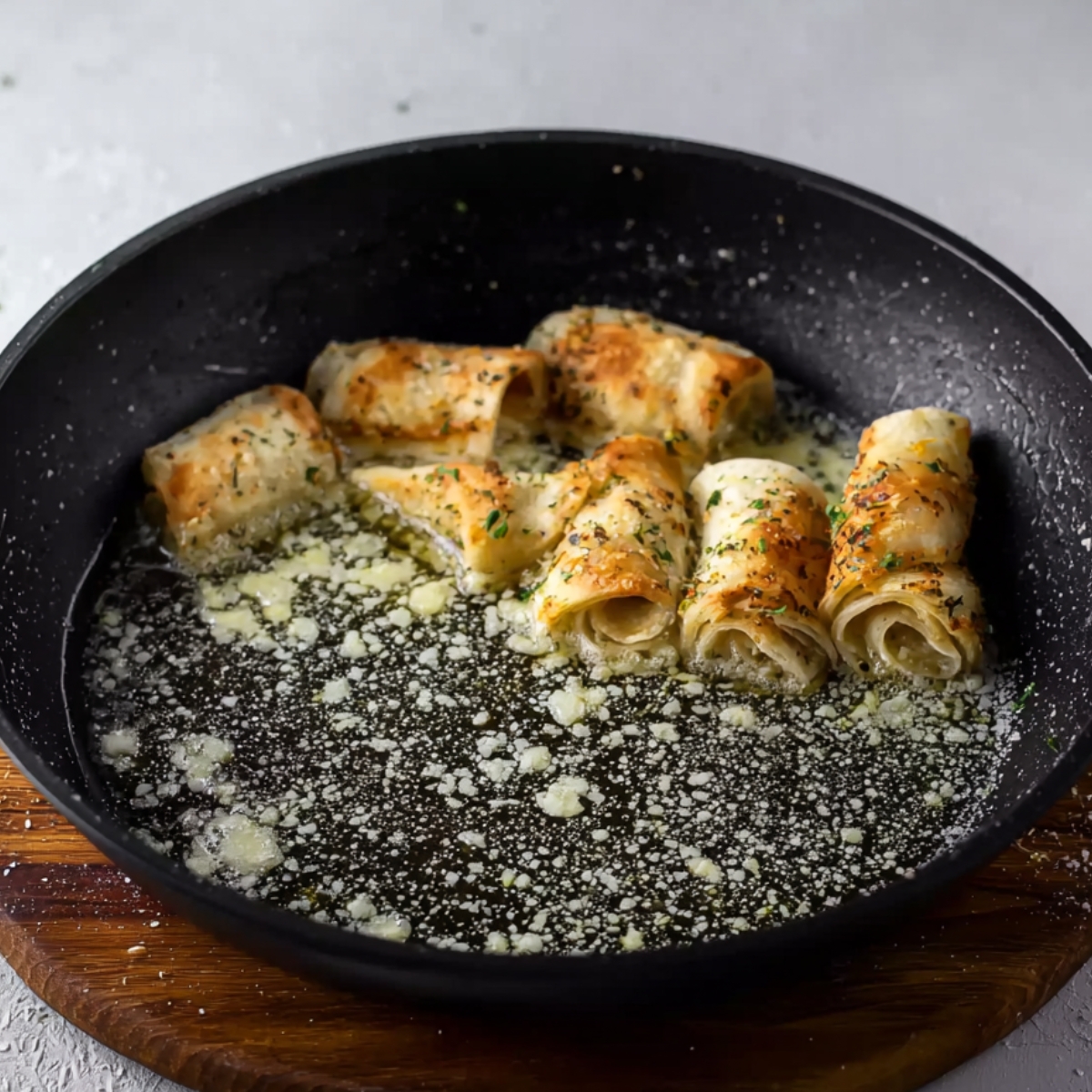 Golden and crispy, these Parmesan Garlic Pizza Rolls are sizzling away in the pan, infused with rich garlic butter and sprinkled with Parmesan. Perfectly crunchy on the outside with a cheesy surprise inside