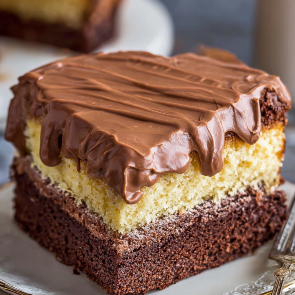 Italian Love Cake Italian Love Cake, chocolate frosting cake, easy layered cake, moist homemade cake, chocolate and vanilla cake, romantic cake recipes, Italian dessert, homemade Italian cake, Valentine's Day cake, dessert ideas, easy cake recipes, layered chocolate cake, cake with frosting, love cake, chocolate dessert.