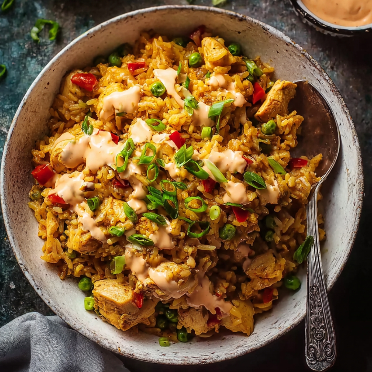 Portuguese Chicken and Rice
 Everything comes together in one pot. The chicken slowly simmers in a rich, smoky sauce with peppers and peas, filling the kitchen with the kind of smell that makes everyone ask, “Is it ready yet?” Simple ingredients, big comfort.