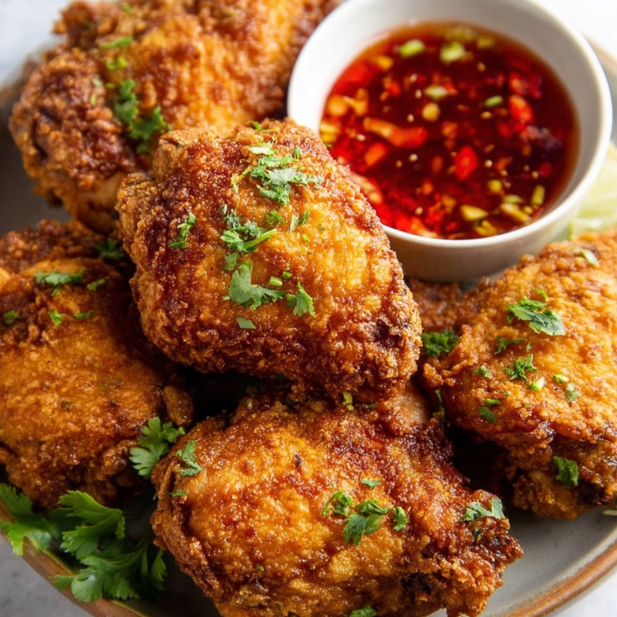 Thai Fried Chicken
Crispy, juicy, and full of flavor! Serve this golden fried chicken with your favorite dipping sauce for the ultimate treat. 🍗🌶️ #CrispyFriedChicken #ComfortFood #ChickenDelight #DippingSauce #FoodGoals