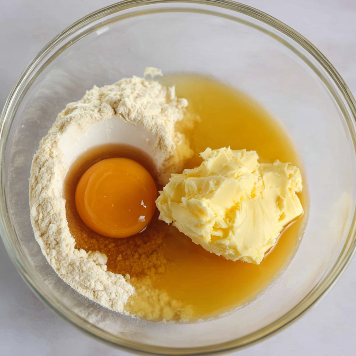 Perfect Cookie Dough Mix: Combining butter, egg, honey, and flour for the softest cookie dough.
