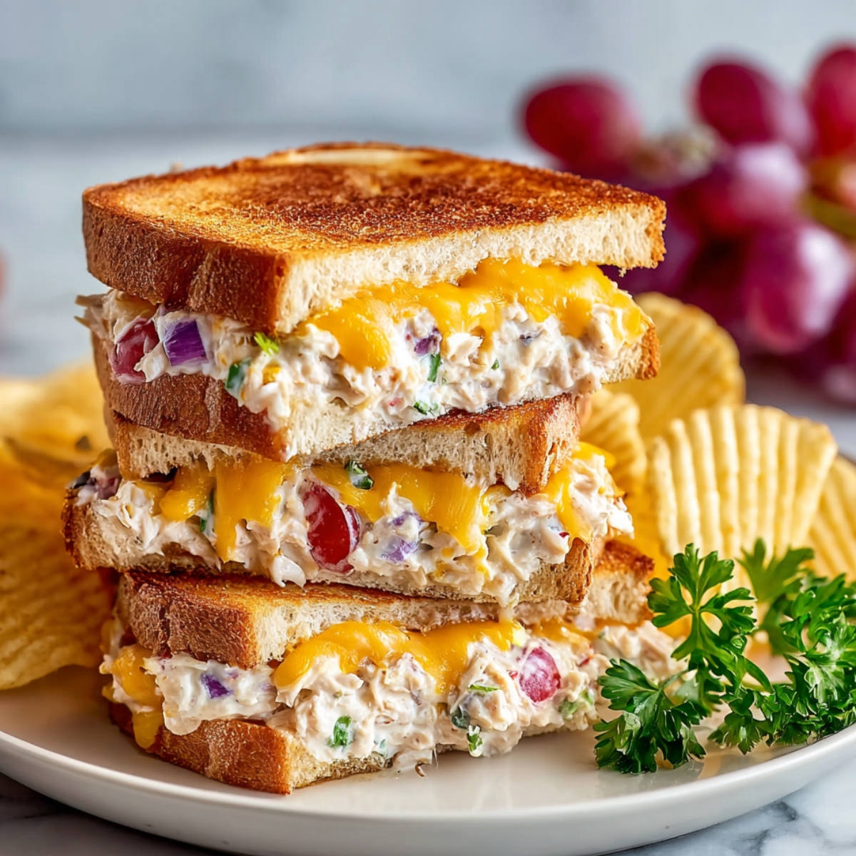 Classic Tuna Melt Recipe "Melted cheese, crispy toast, and creamy tuna salad—this grilled tuna melt is comfort food at its finest! 🧀🍞 #TunaMelt #GrilledCheese #ComfortFood"
