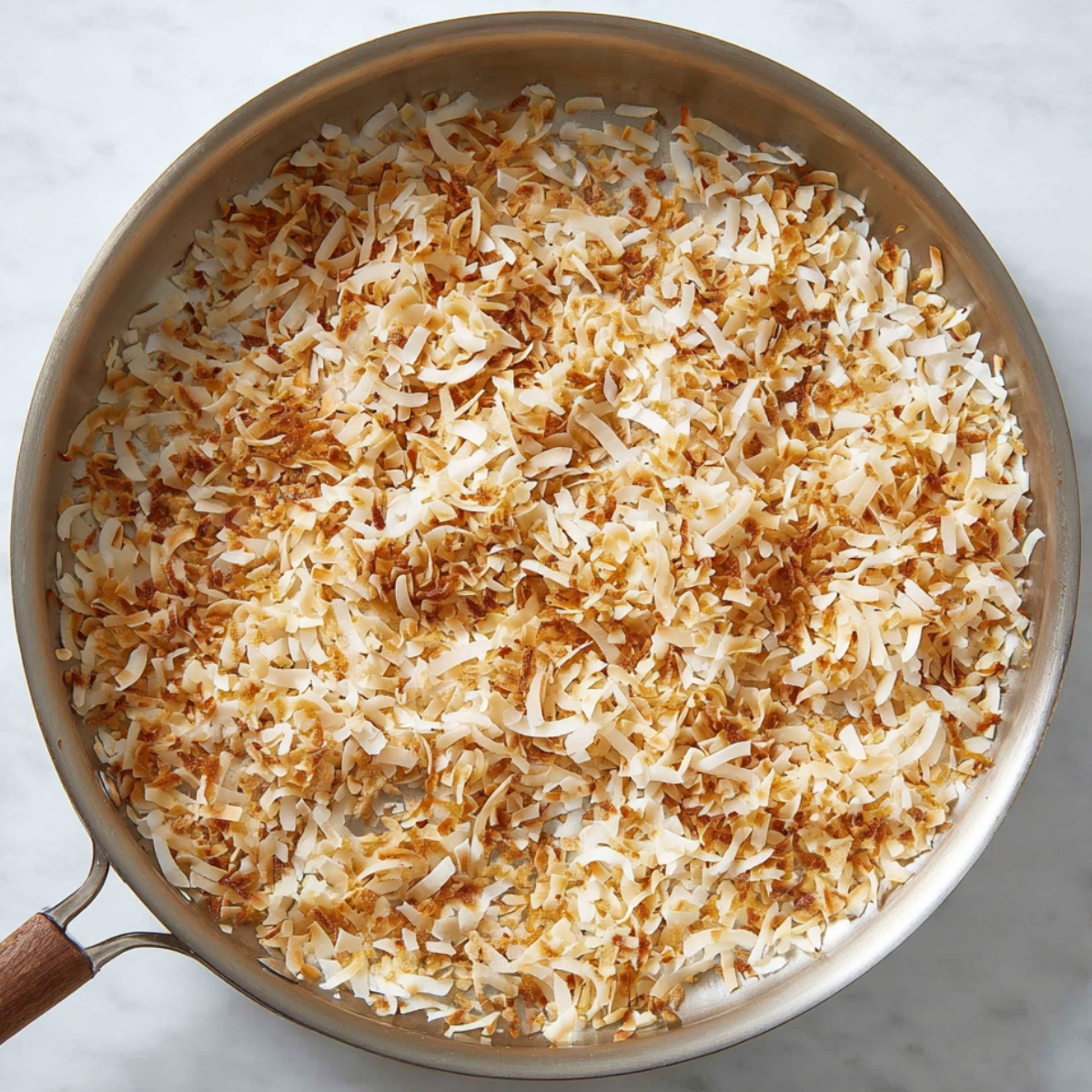 Toasting coconut adds a rich, nutty flavor and a delightful crunch to any coconut dessert. In this step, the coconut flakes are carefully browned in a pan, creating a golden hue and a toasted aroma that enhances the flavor profile of the coconut cream pie bars. The key to achieving the perfect toast is to keep a close eye on the coconut to ensure it doesn’t burn, just enough to bring out its natural sweetness and texture. Once toasted, it becomes the perfect topping for the creamy layers of the pie bars, adding the finishing touch to your homemade dessert.