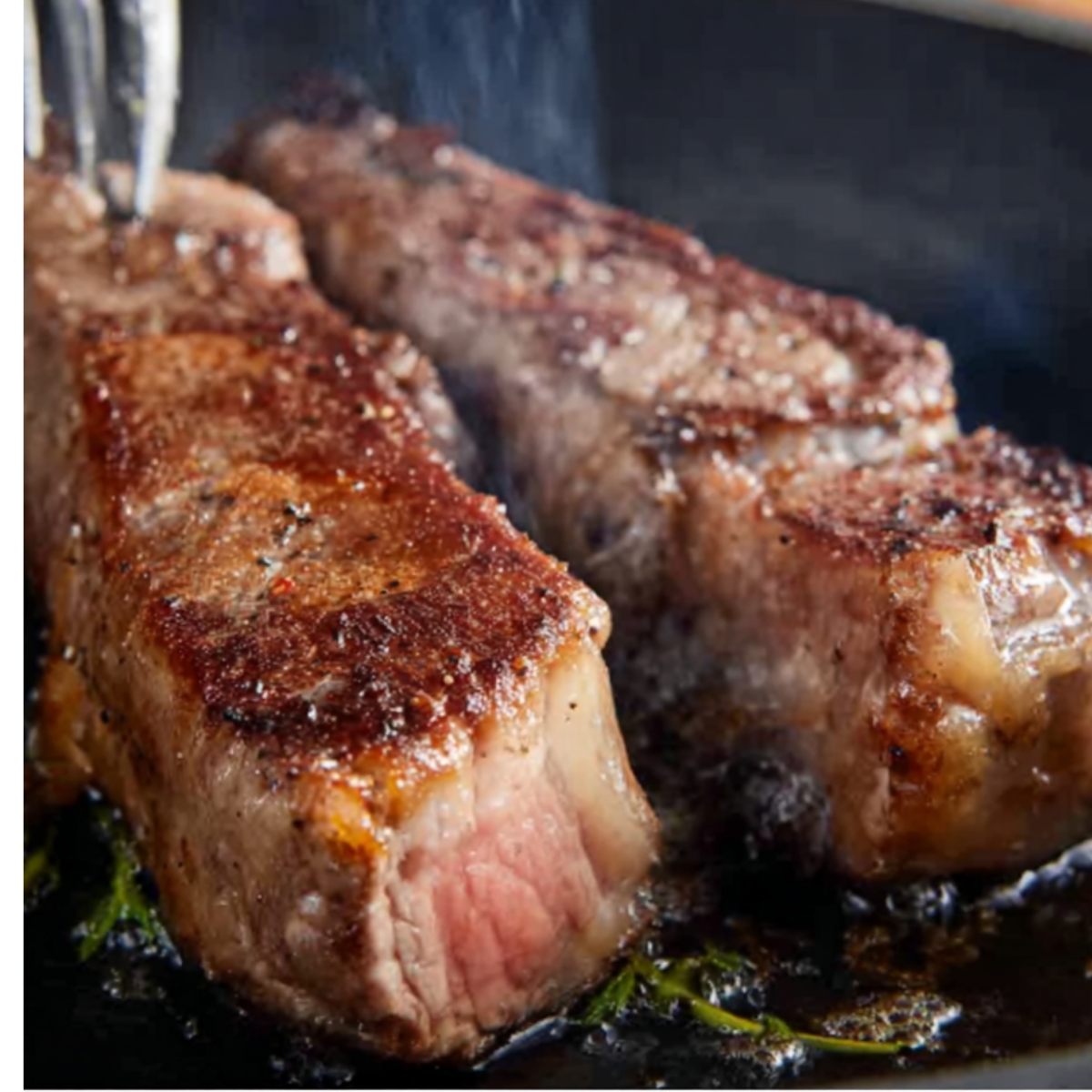 Perfectly seared steak with garlic butter, rosemary, and parsley, adding a burst of flavor. The butter bath enhances the steak’s natural richness, creating a mouthwatering meal that’s both simple and luxurious.