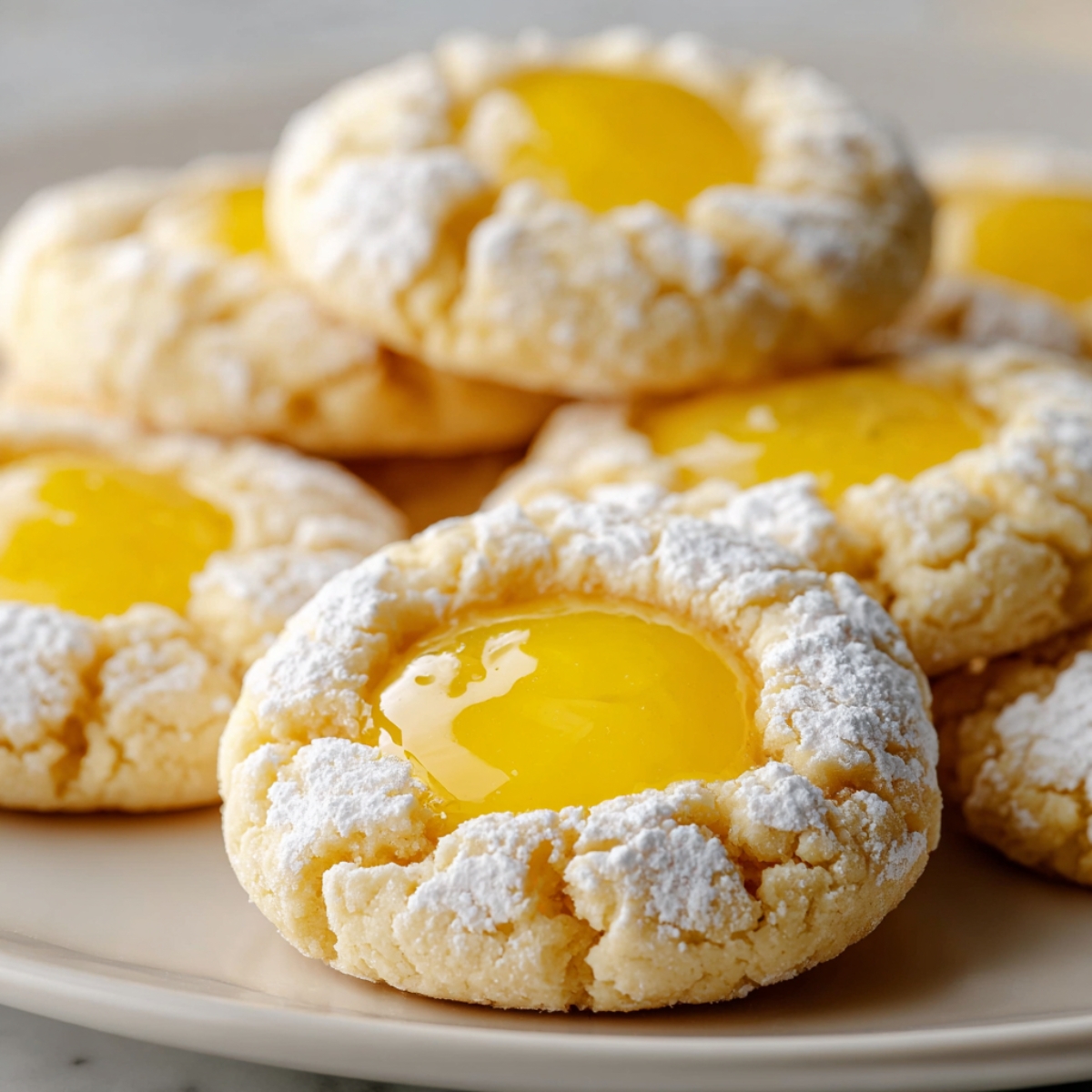 Lemon Curd Cookies Sweet lemon thumbprint cookies filled with glossy lemon curd, soft, buttery, and perfectly dusted with powdered sugar.