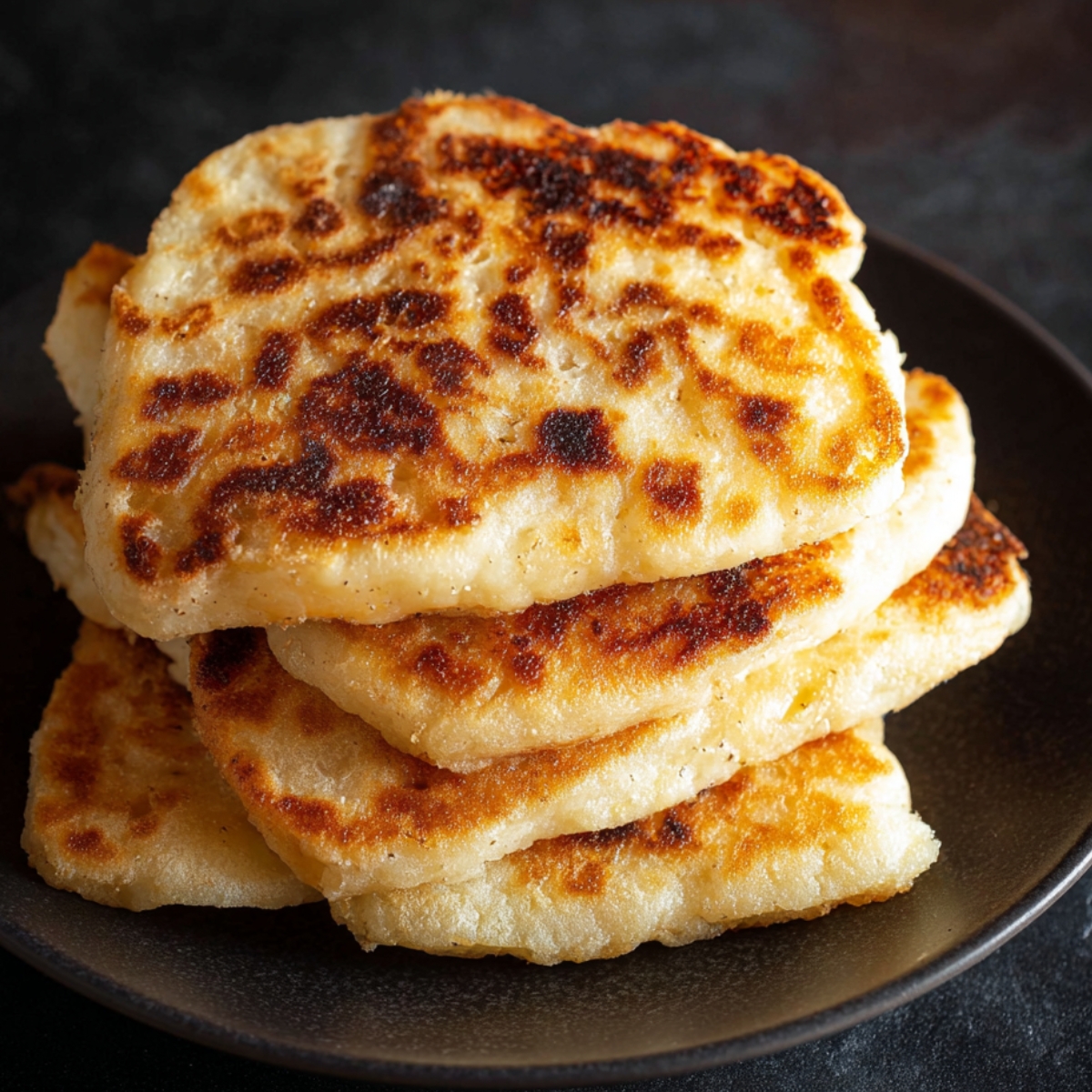 Scottish Tattie Scones Fluffy and Crispy Tattie Scones on a Black Plate