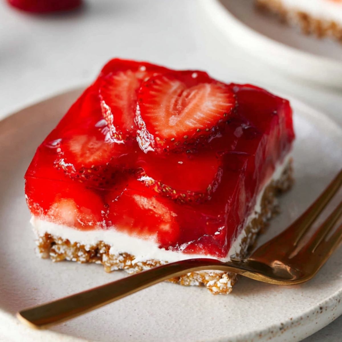 Strawberry Pretzel Salad Strawberry Pretzel Salad Slice – Layers of sweet strawberries, creamy filling, and crunchy pretzel crust!