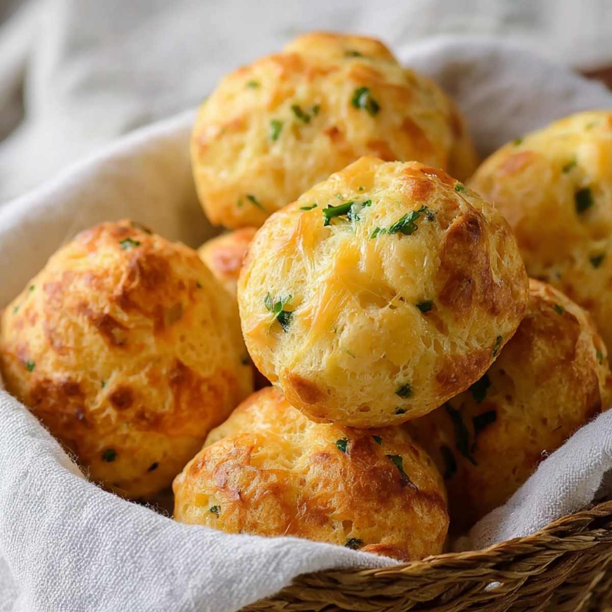 gougères recipe Close up of golden cheese gougères and cheese puffs on a black plate, one cut open to reveal the airy, fluffy interior, resting on a white cloth, soft natural light, overhead gourmet food photography style.