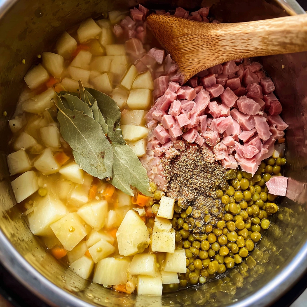 Hearty Split Pea Soup Prep with Ham and Potatoes – Comfort in the Making