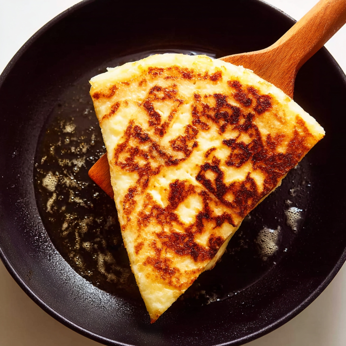 Golden Potato Scone Sizzling in a Cast Iron Skillet