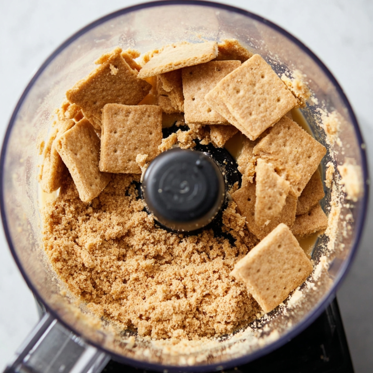 Cheesecake filling ingredients, including cream cheese and vanilla extract, mixed together for a smooth texture